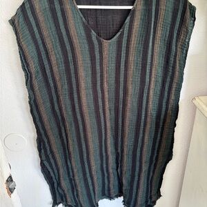 Eileen Fisher Black and Green Striped Top